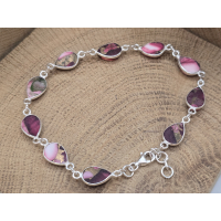 Echt zilveren armband roze Dahlia copper turkoois armband